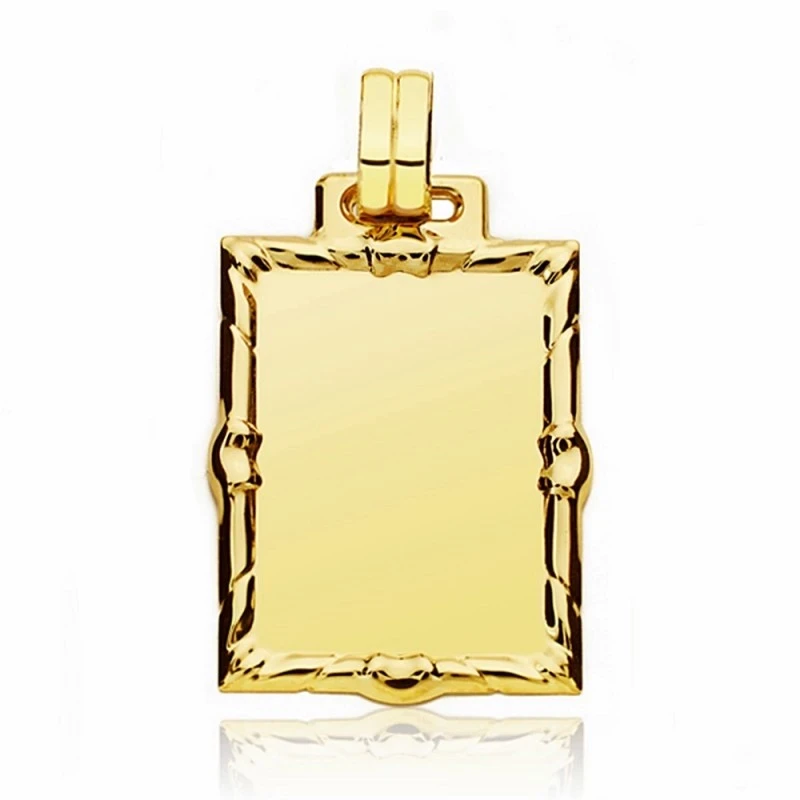 Colgante oro 18k chapa rectangular 30mm. [AA1859]