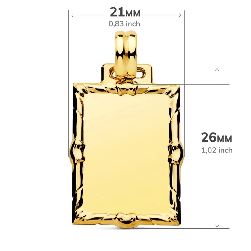 Colgante oro 18k chapa rectangular 30mm. [AA1859GR]