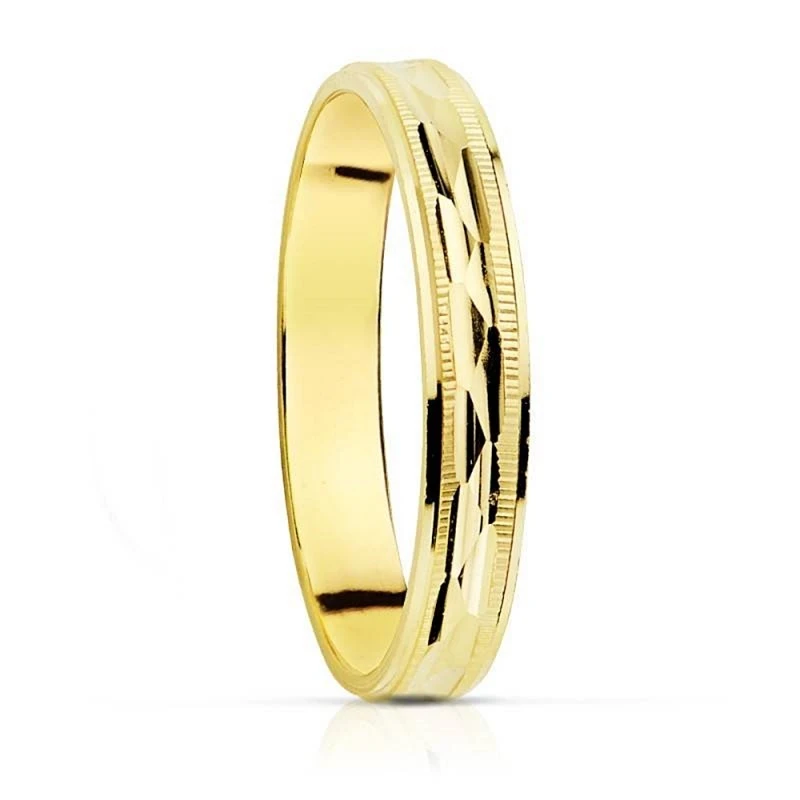 Alianza oro 18k tallada 3mm. [AA1867]