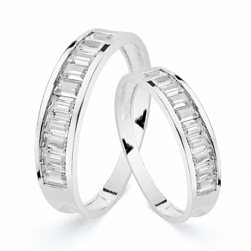 Alianza oro blanco 18k barritas circonitas 4.5mm [AA1876]