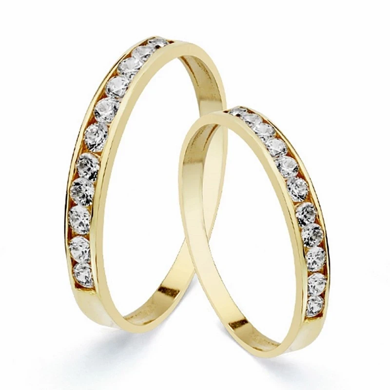 Alianza oro 18k carril circonitas 2.5mm [AA1879]