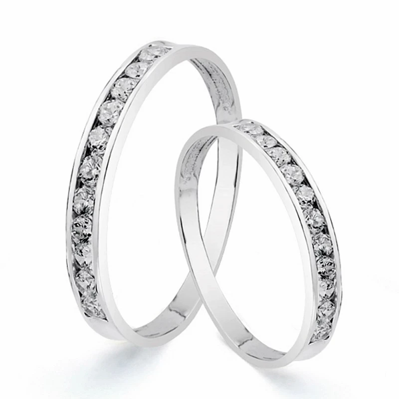 Alianza oro blanco 18k carril circonitas 2.5mm [AA1880]