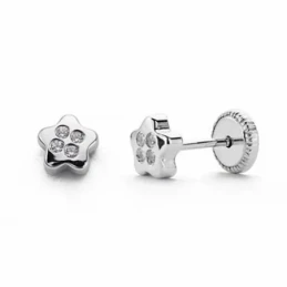 Pendientes oro blanco 18k estrella circonitas 5mm.  [AA1970]