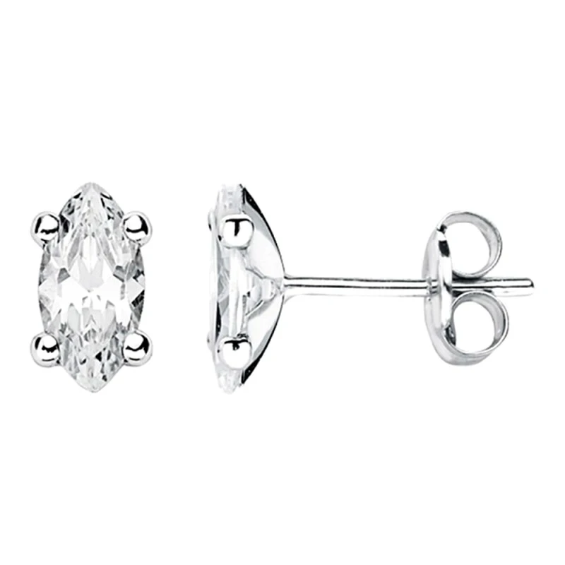 Pendientes oro blanco 18k circonitas 10mm. cierre presión [AA1971]