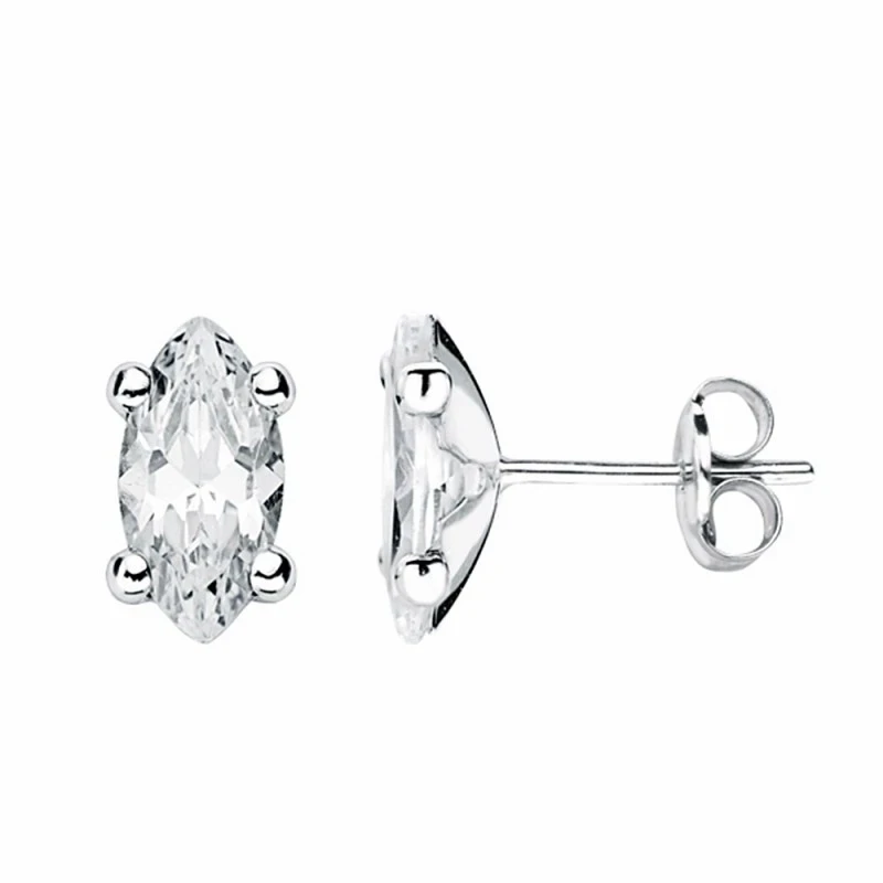 Pendientes oro blanco 18k circonitas 12mm. cierre presión [AA1972]