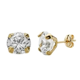 Pendientes oro 18k garra 8mm. circonitas cierre presión [AA2096]