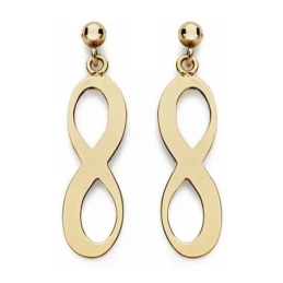 Pendientes oro 18k largos infinito 20mm. cierre presión [AA2124]