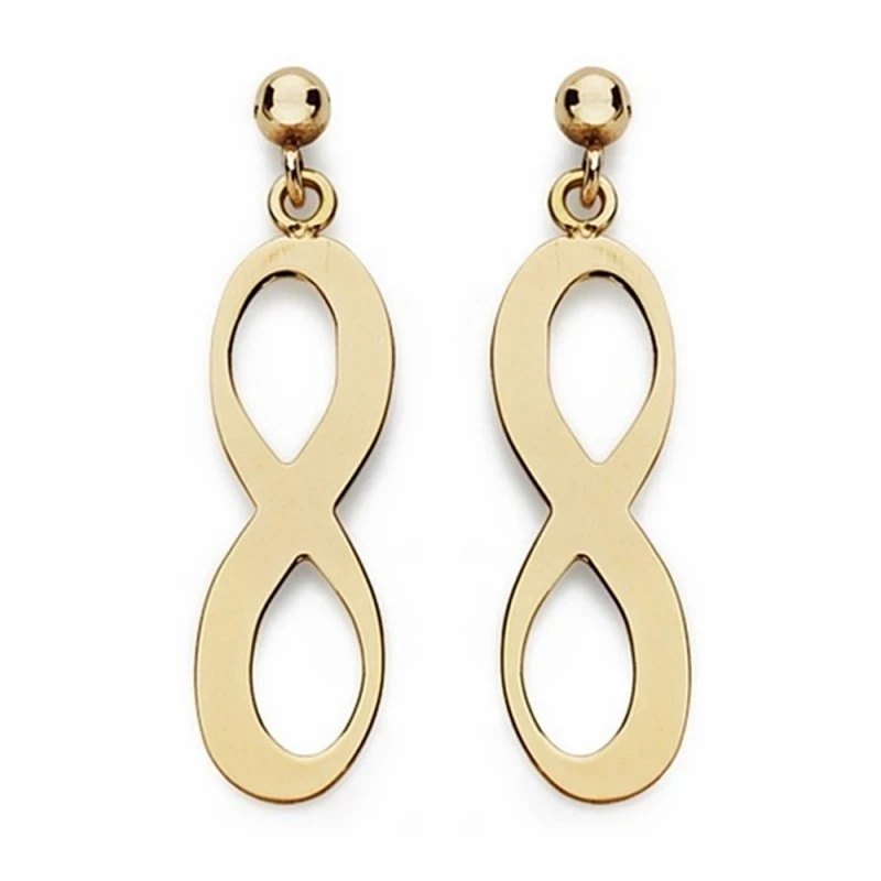 Pendientes oro 18k largos infinito 20mm. cierre presión [AA2124]