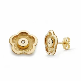 Pendientes oro 18k flor 10mm. circonitas cierre presión [AA2126]