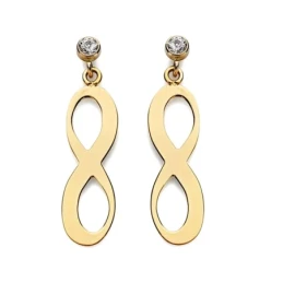 Pendientes oro 18k largos infinito 20mm. circonita  [AA2143]