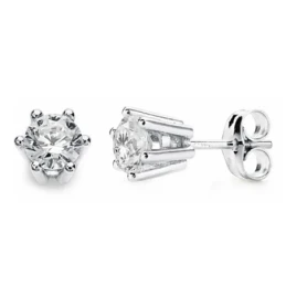 Pendientes oro blanco 18k garras 6mm circonita [AA2156]