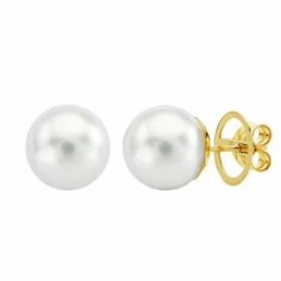 Pendientes oro 18k perla australiana 10.5-11mm.  [AA2163]