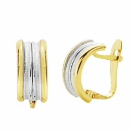 Pendientes oro 18k bicolor 12mm. bandas cierre catalán [AA2174]