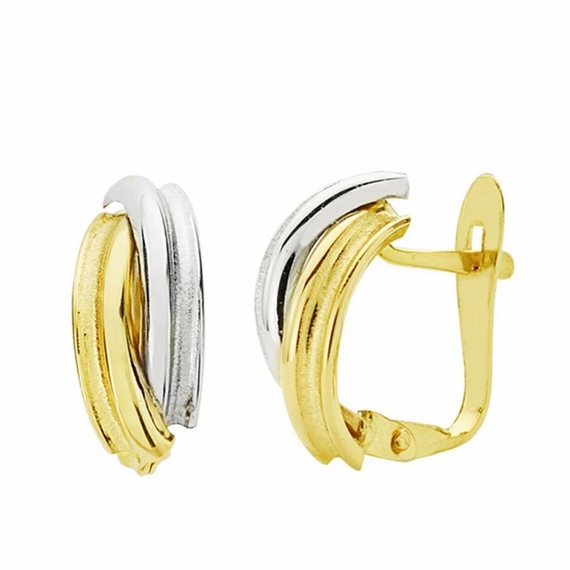 Pendientes oro 18k bicolor 13mm. bandas cierre catalán [AA2175]