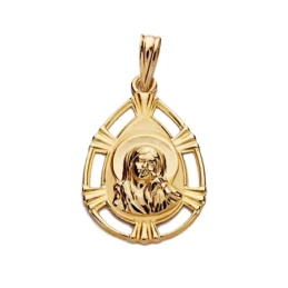 Medalla oro 18k virgen nina lágrima 22mm. calada [AA1980]
