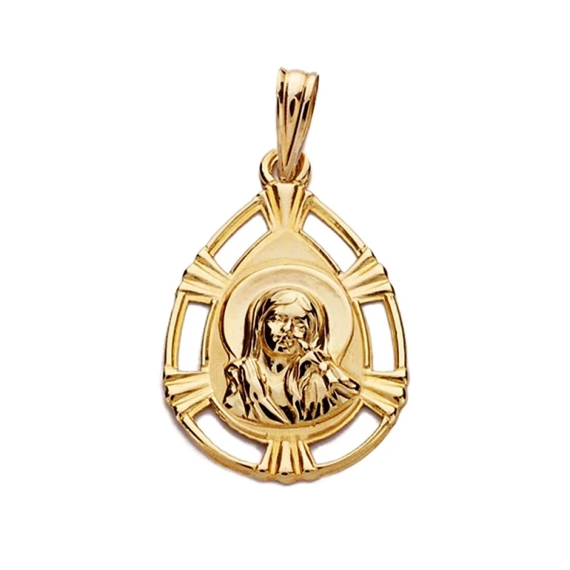 Medalla oro 18k virgen nina lágrima 22mm. calada [AA1980]