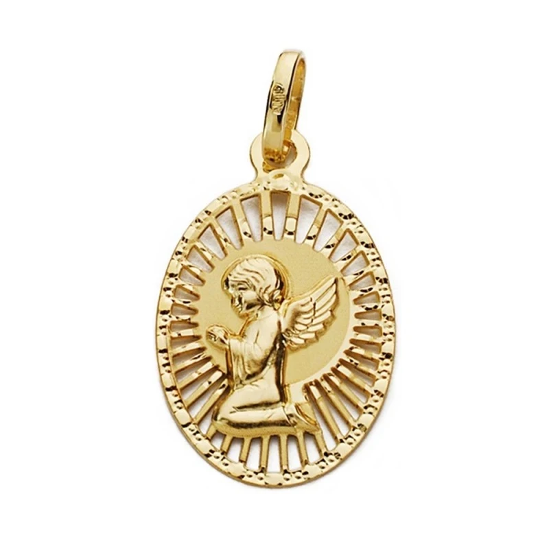 Medalla oro 18k ángel 22mm. cerco calado [AA1989]
