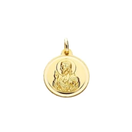 Medalla oro 18k escapulario 16mm Virgen Carmen Corazón Jesús [AA2482]