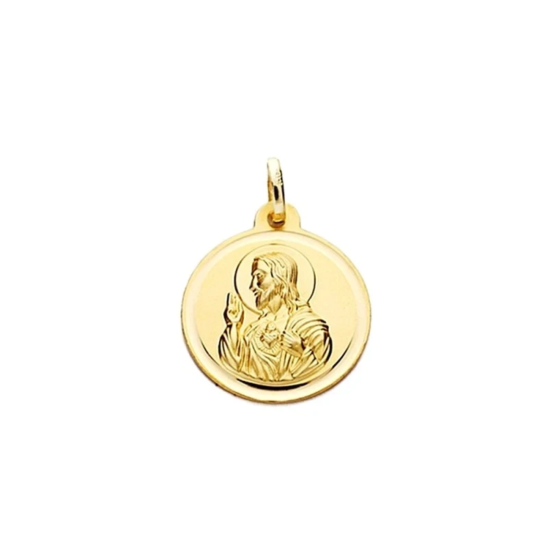 Medalla oro 18k escapulario 16mm Virgen Carmen Corazón Jesús [AA2482]
