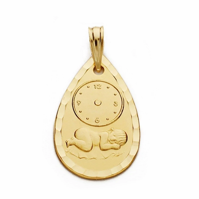 Medalla oro 18k nino reloj 22mm. labrada tallada [AA2484GR]