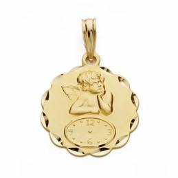 Medalla oro 18k ángel burlón Querubín reloj 19mm.  [AA2485]