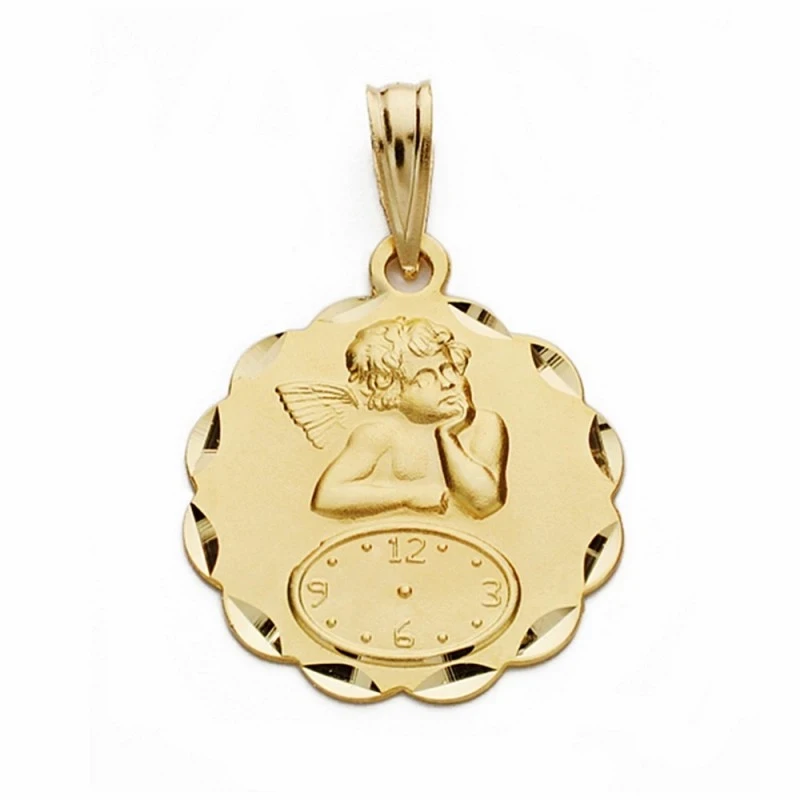 Medalla oro 18k ángel burlón Querubín reloj 19mm.  [AA2485]