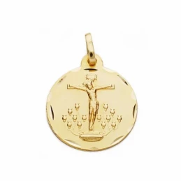 Medalla oro 18k Cristo de la Laguna 18mm. labrado tallado [AA2530]
