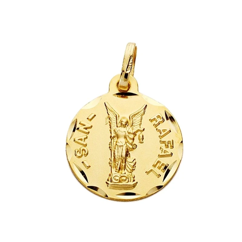 Medalla oro 18k San Rafael 16mm. labrado tallado [AA2546]