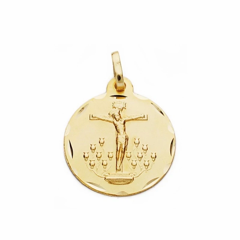 Medalla oro 18k Cristo de la Laguna 16mm. labrado tallado [AA2551]