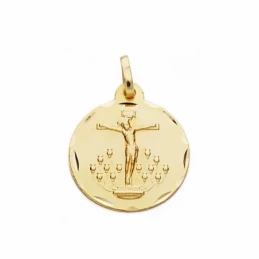 Medalla oro 18k Cristo de la Laguna 16mm. labrado tallado [AA2551GR]