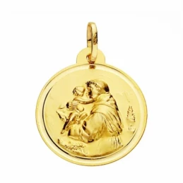 Medalla oro 18k San Antonio 22mm. lisa bisel [AA2578]