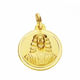 Medalla oro 18k Cristo Medinaceli 18mm. lisa bisel [AA2580]