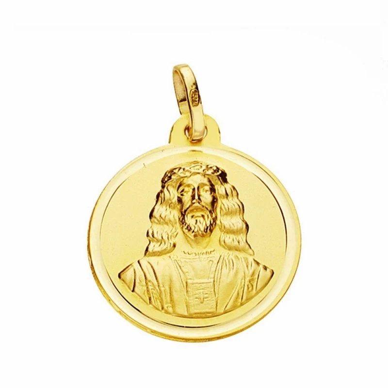 Medalla oro 18k Cristo Medinaceli 18mm. lisa bisel [AA2580]