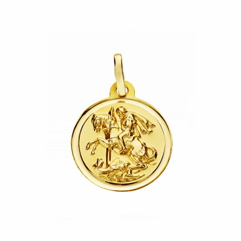 Medalla oro 18k San Jorge 16mm. lisa bisel [AA2656GR]