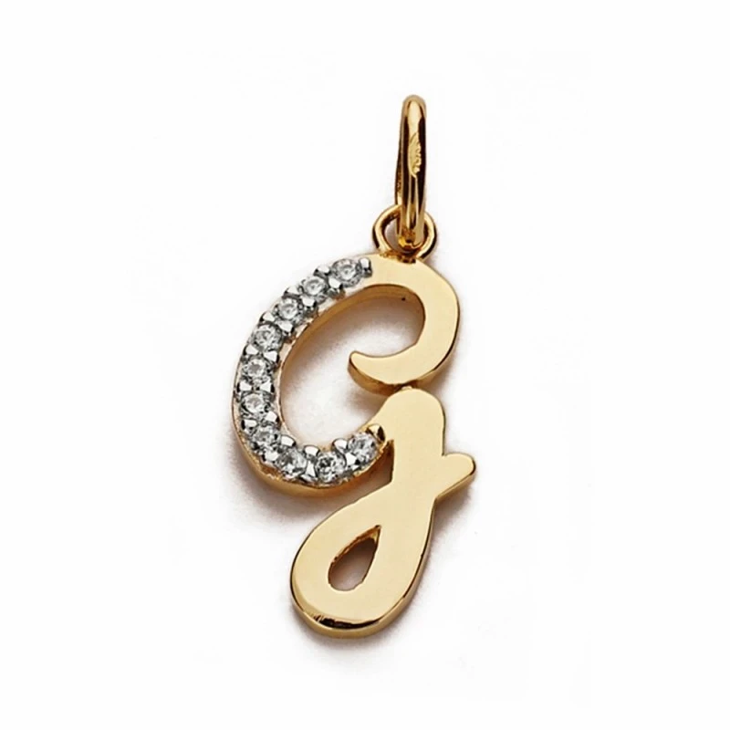 Colgante oro 18k letra G 18mm. circonitas [AA2005]