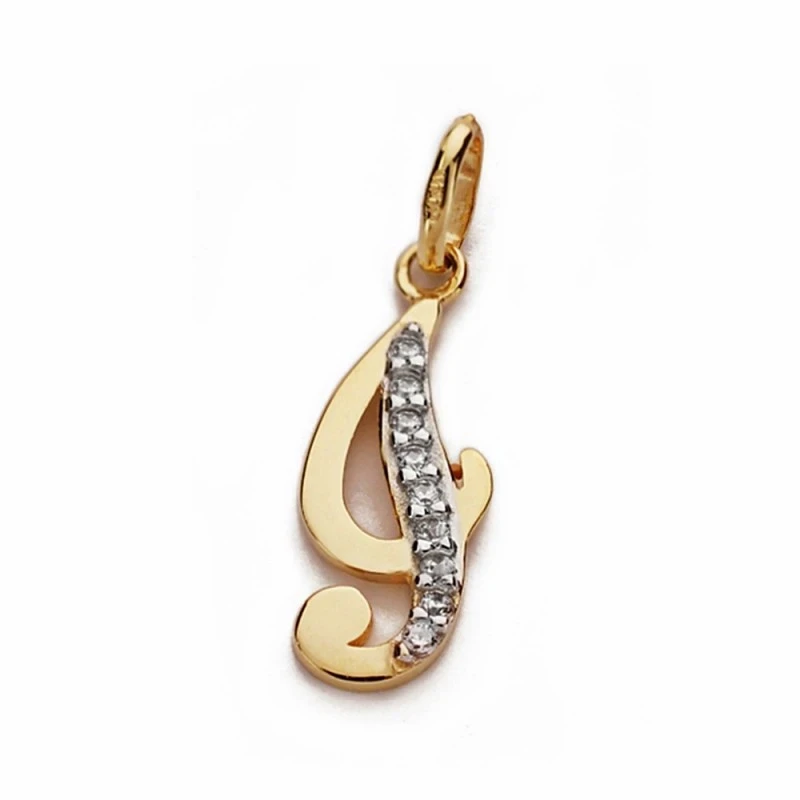 Colgante oro 18k letra I 17mm. circonitas [AA2006]