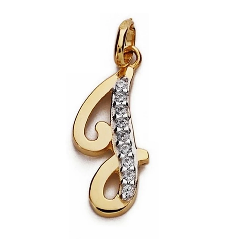 Colgante oro 18k letra J 18mm. circonitas [AA2007]