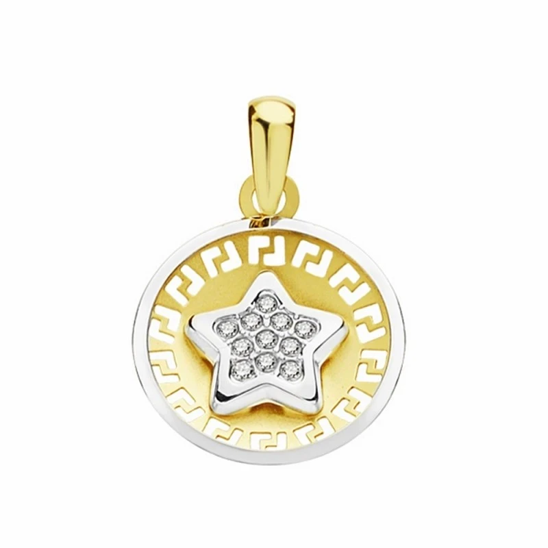 Colgante oro 18k bicolor 13mm. estrella circonitas [AA2017]
