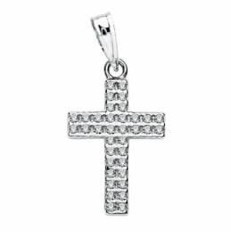 Cruz oro blanco 18k circonitas 20mm. [AA2021]