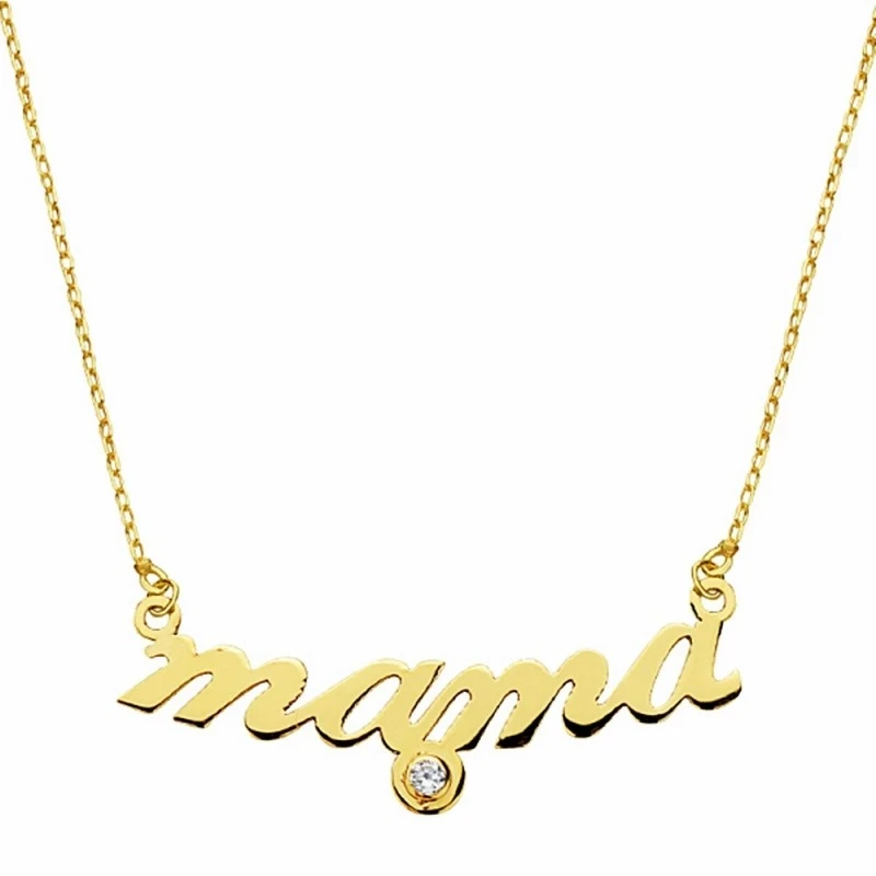 Gargantilla oro 18k mamá 45cm. circonita [AA2031]