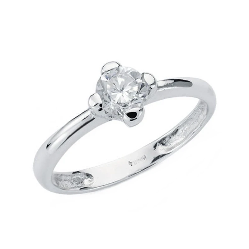 Solitario oro blanco 18k circonita 5mm. [AA2216]