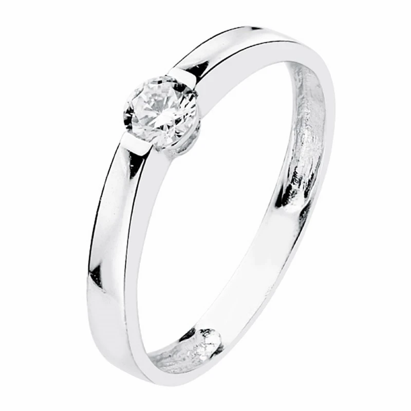 Solitario oro blanco 18k circonita 4mm. [AA2217]