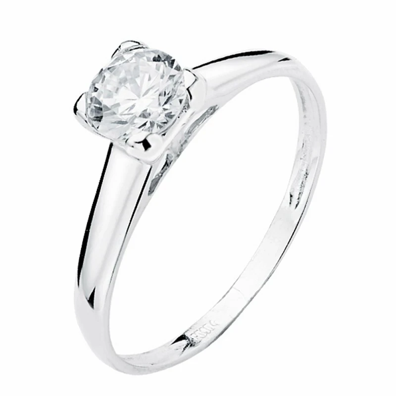 Solitario oro blanco 18k circonita 6mm. [AA2218]