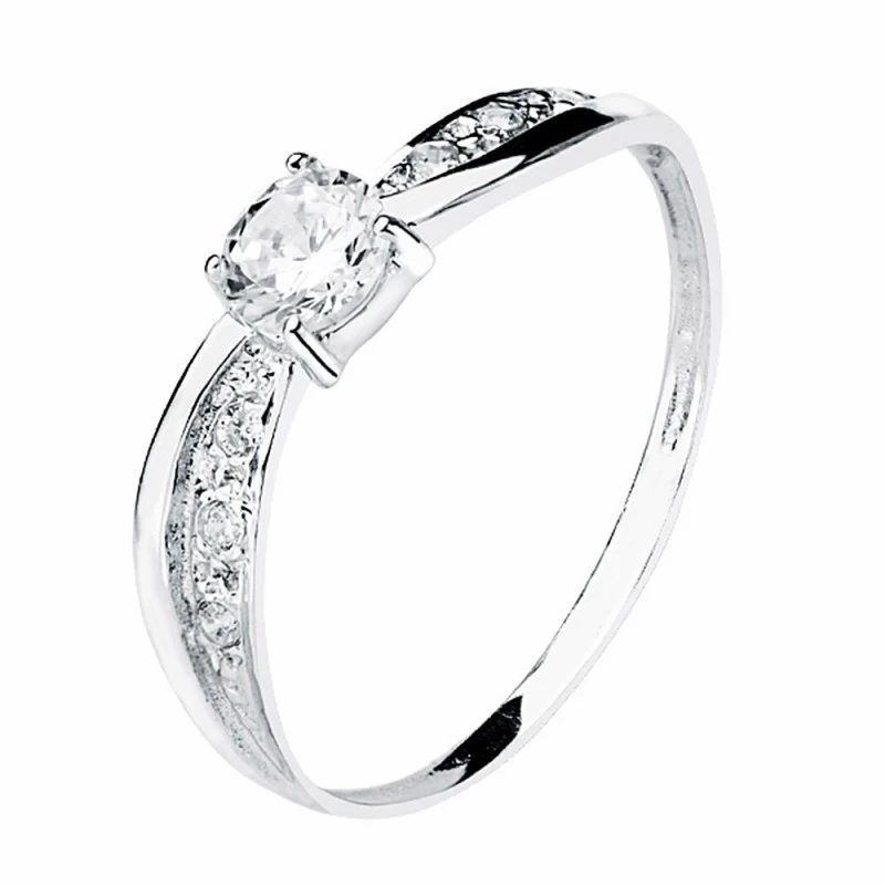 Solitario oro blanco 18k circonita 4mm. [AA2226]