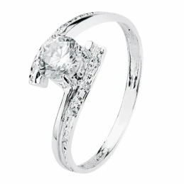 Solitario oro blanco 18k circonita 5mm. [AA2228]