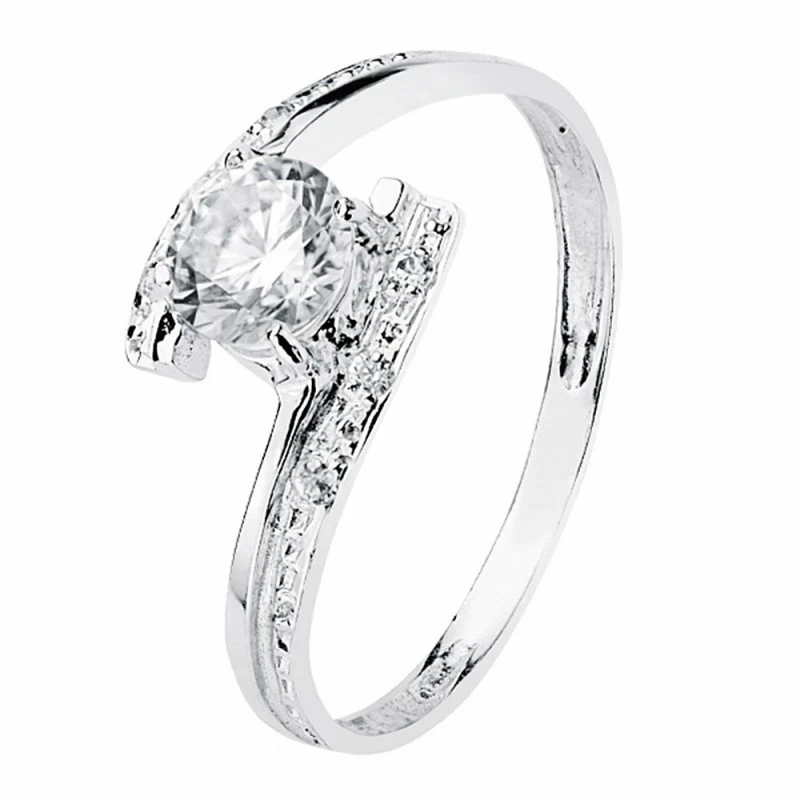 Solitario oro blanco 18k circonita 5mm. [AA2228]