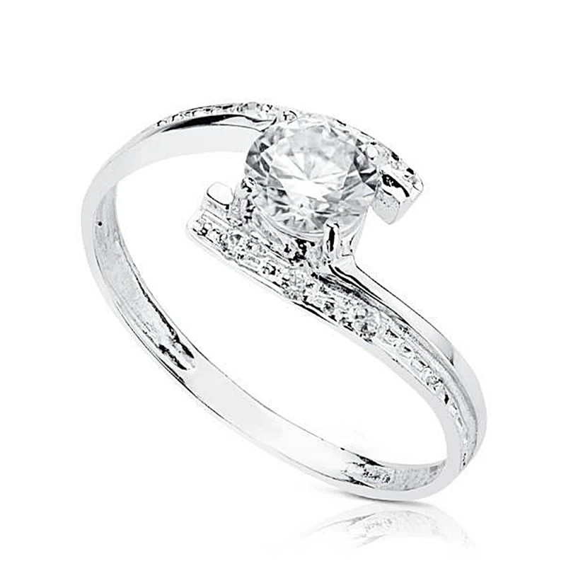 Solitario oro blanco 18k circonita 5mm. [AA2228]