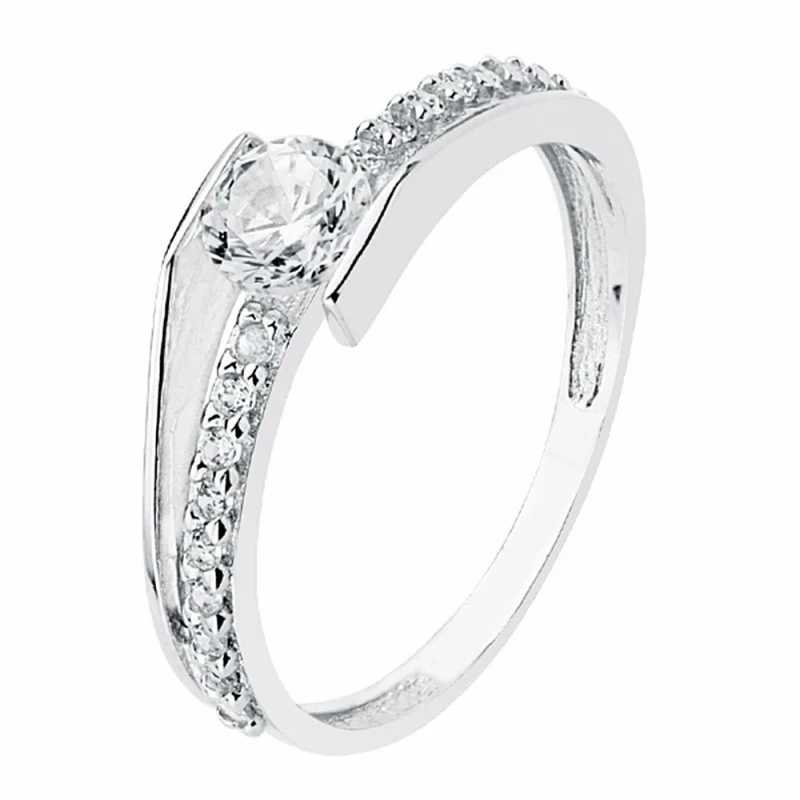 Solitario oro blanco 18k circonita 6mm. [AA2230]