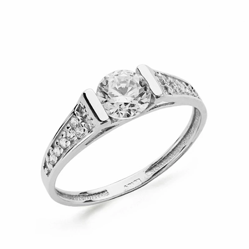 Solitario oro blanco 18k circonita 5mm. [AA2232]