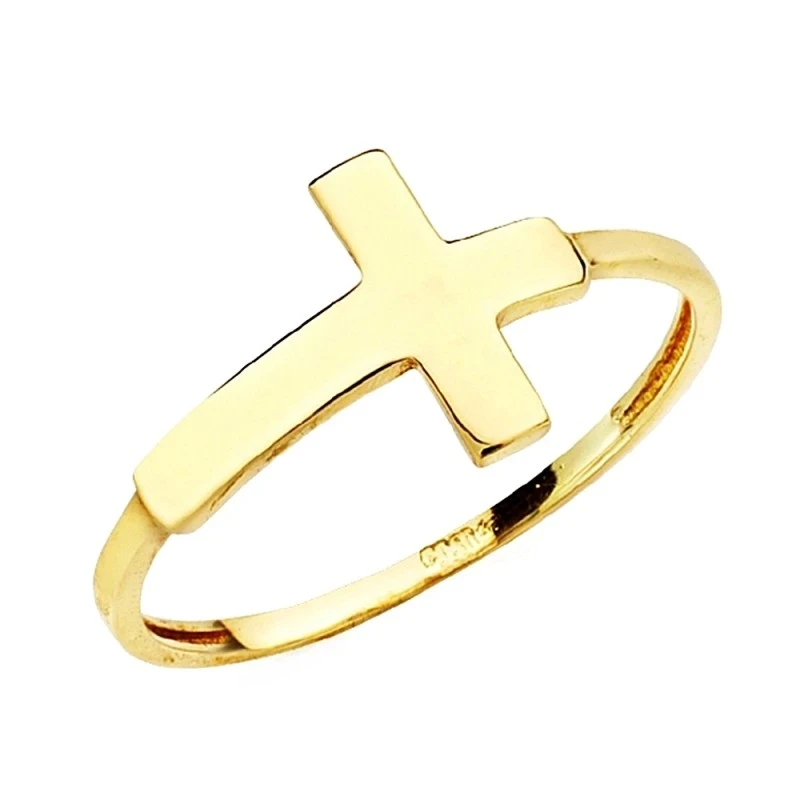 Sortija oro 18k cruz bisel lisa [AA2256]